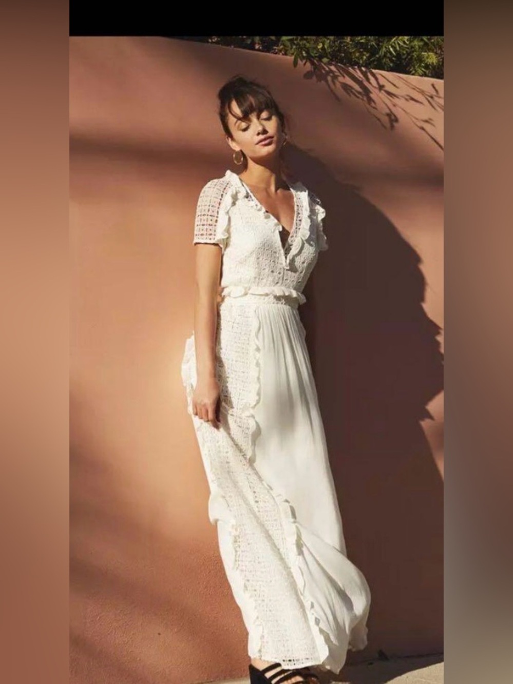 The Jetset Diaries (TJD) Calloway Maxi Dress Size M Ivory Boho Bridal Crochet